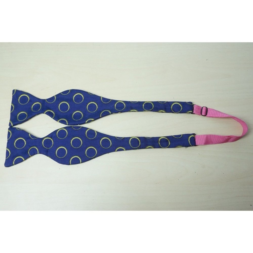 Garrick Anderson Blue Green Geometric Silk Bow tie One Size